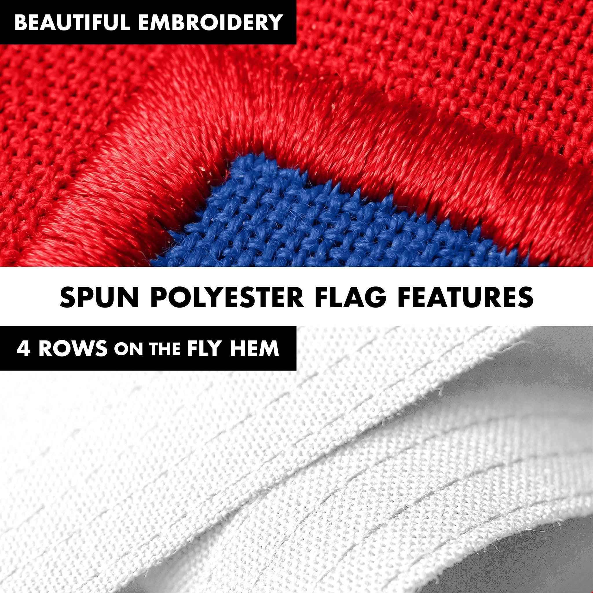 G128 Combo Pack: 5 Ft Tangle Free Spinning Flagpole (White) & Christian Flag 2.5x4 Ft Embroidered 220GSM Spun Polyester, Brass Grommets (Flag Included) Aluminum Flag Pole