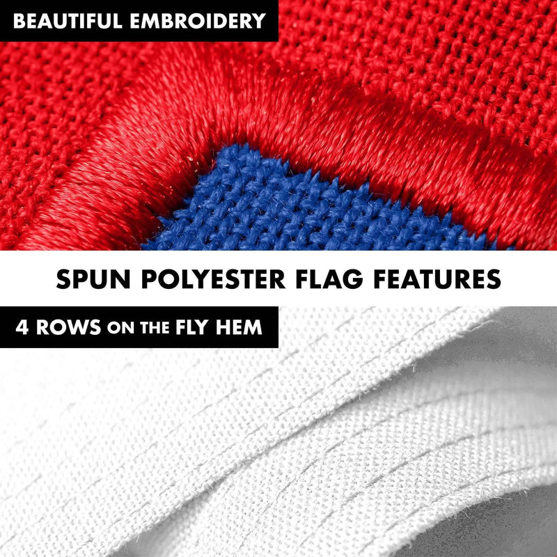 G128 Combo Pack: 5 Ft Tangle Free Spinning Flagpole (White) & Christian Flag 2.5x4 Ft Embroidered 220GSM Spun Polyester, Brass Grommets (Flag Included) Aluminum Flag Pole