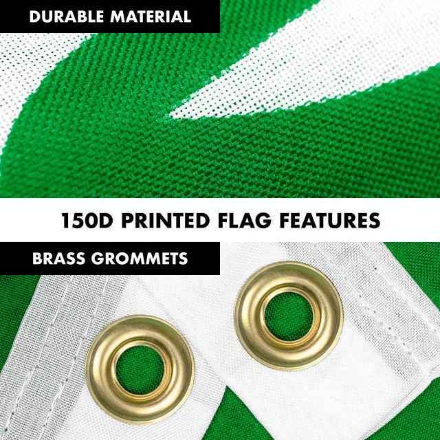 G128 Combo Pack: 6 Feet Tangle Free Spinning Flagpole (Silver) Saudi Arabia Saudi Arabian Flag 3x5 ft Printed 150D Brass Grommets (Flag Included) Aluminum Flag Pole