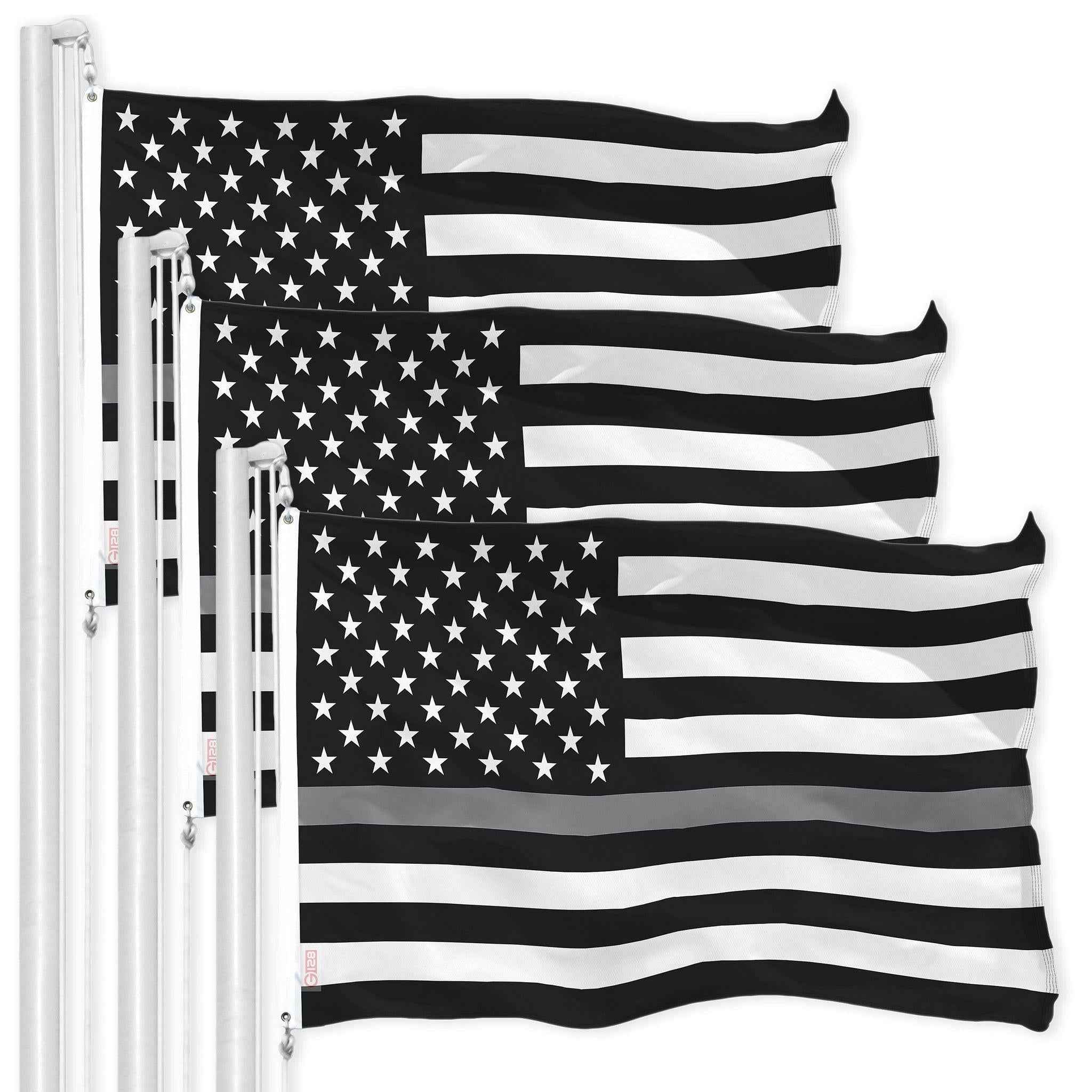 Thin Gray Line American Flag 3x5 Ft 3-Pack Printed 150D Polyester By G128
