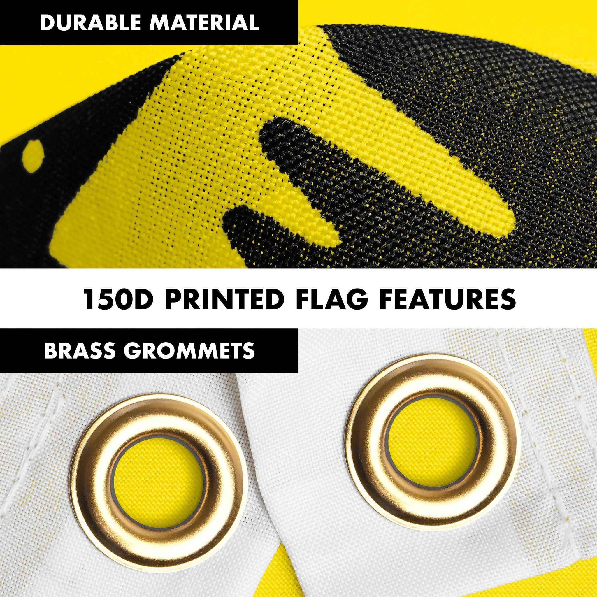 G128 Combo Pack: 6 Ft Tangle Free Spinning Flagpole (Silver) & No Step on Snek Cute Cartoon Flag 3x5 Ft Printed 150D Polyester, Brass Grommets (Flag Included) Aluminum Flag Pole