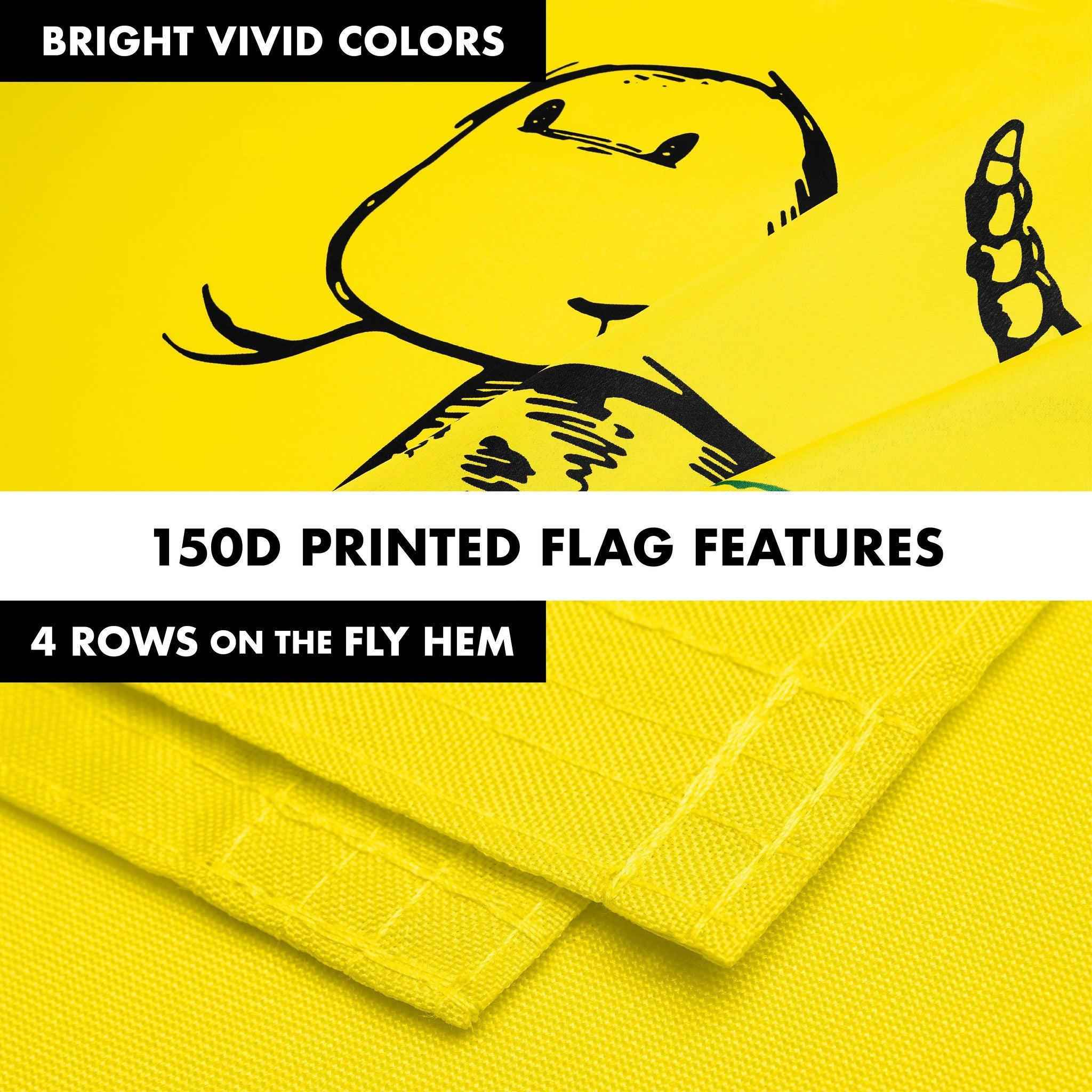 G128 Combo Pack: 6 Ft Tangle Free Spinning Flagpole (Silver) & No Step on Snek Cute Cartoon Flag 3x5 Ft Printed 150D Polyester, Brass Grommets (Flag Included) Aluminum Flag Pole