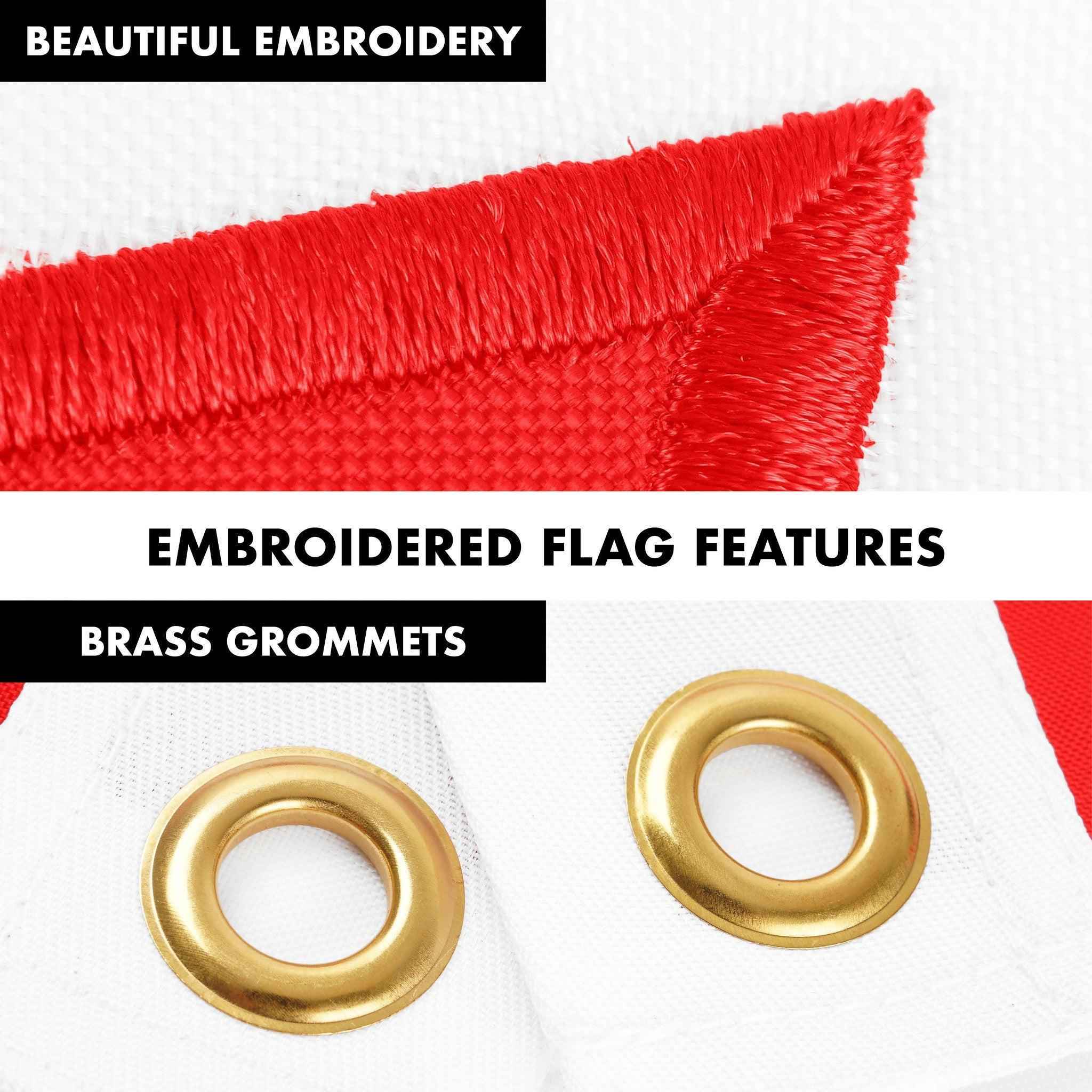 G128 Combo Pack: 6 Ft Tangle Free Aluminum Spinning Flagpole (White) & Canada Canadian Flag 3x6 Ft, ToughWeave Series Embroidered 300D Polyester | Pole with Flag Included