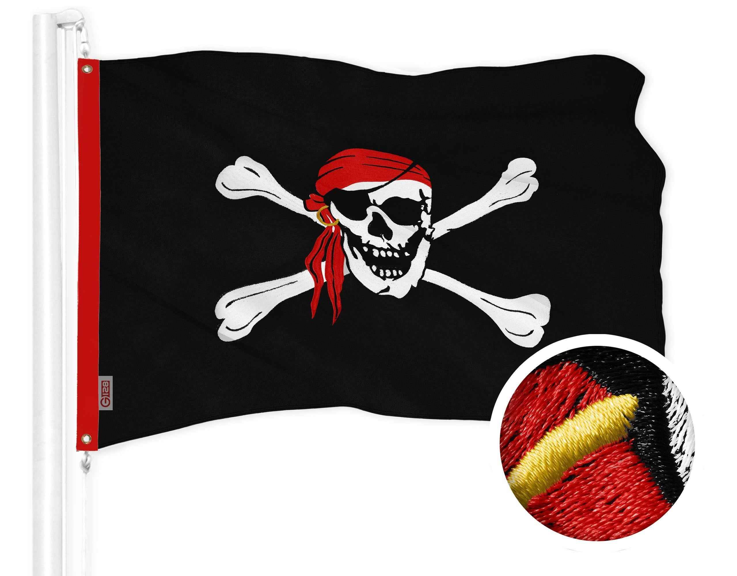 G128 Pirate Jolly Roger Red Head Scarf Flag | 1x1.5 Ft | ToughWeave Series Embroidered 300D Polyester | Novelty Flag, Embroidered Design, Indoor/Outdoor, Brass Grommets