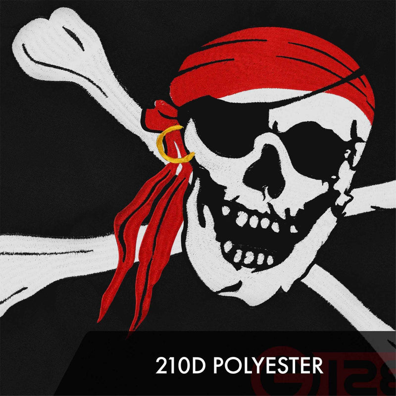 G128 Pirate Jolly Roger Red Head Scarf Flag | 1x1.5 Ft | ToughWeave Series Embroidered 300D Polyester | Novelty Flag, Embroidered Design, Indoor/Outdoor, Brass Grommets