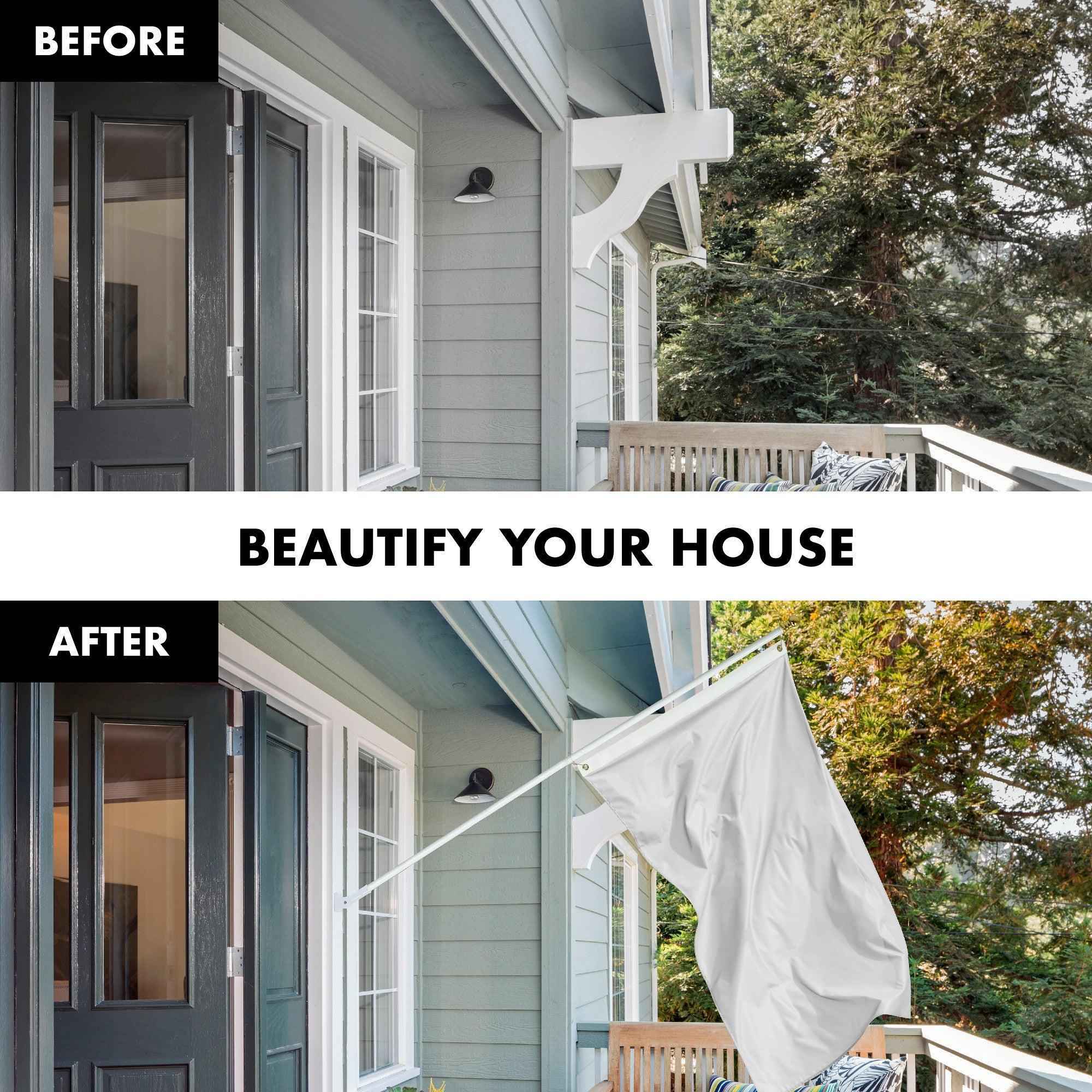 G128 Combo Pack: 5 Ft Tangle Free Aluminum Spinning Flagpole (White) & Solid White Color Flag 2.5x4 Ft, LiteWeave Pro Series Printed 150D Polyester | Pole with Flag Included