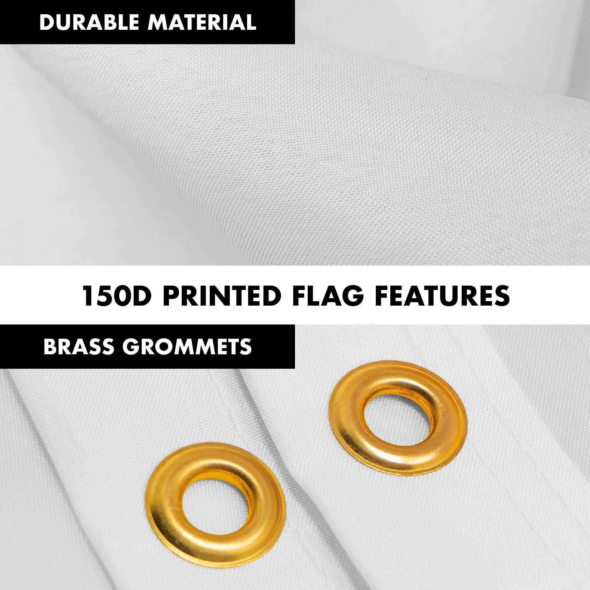 G128 Combo Pack: 5 Ft Tangle Free Aluminum Spinning Flagpole (White) & Solid White Color Flag 2.5x4 Ft, LiteWeave Pro Series Printed 150D Polyester | Pole with Flag Included