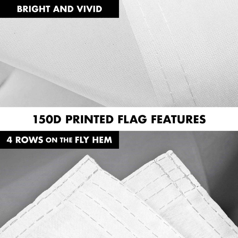 G128 Combo Pack: 5 Ft Tangle Free Aluminum Spinning Flagpole (White) & Solid White Color Flag 2.5x4 Ft, LiteWeave Pro Series Printed 150D Polyester | Pole with Flag Included