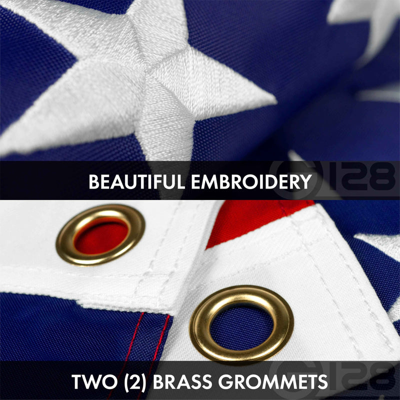G128 Combo Pack: USA American Flag 3x5 Ft Embroidered Stars & Mexico Flag 3x5 Ft Embroidered Double Sided 3ply