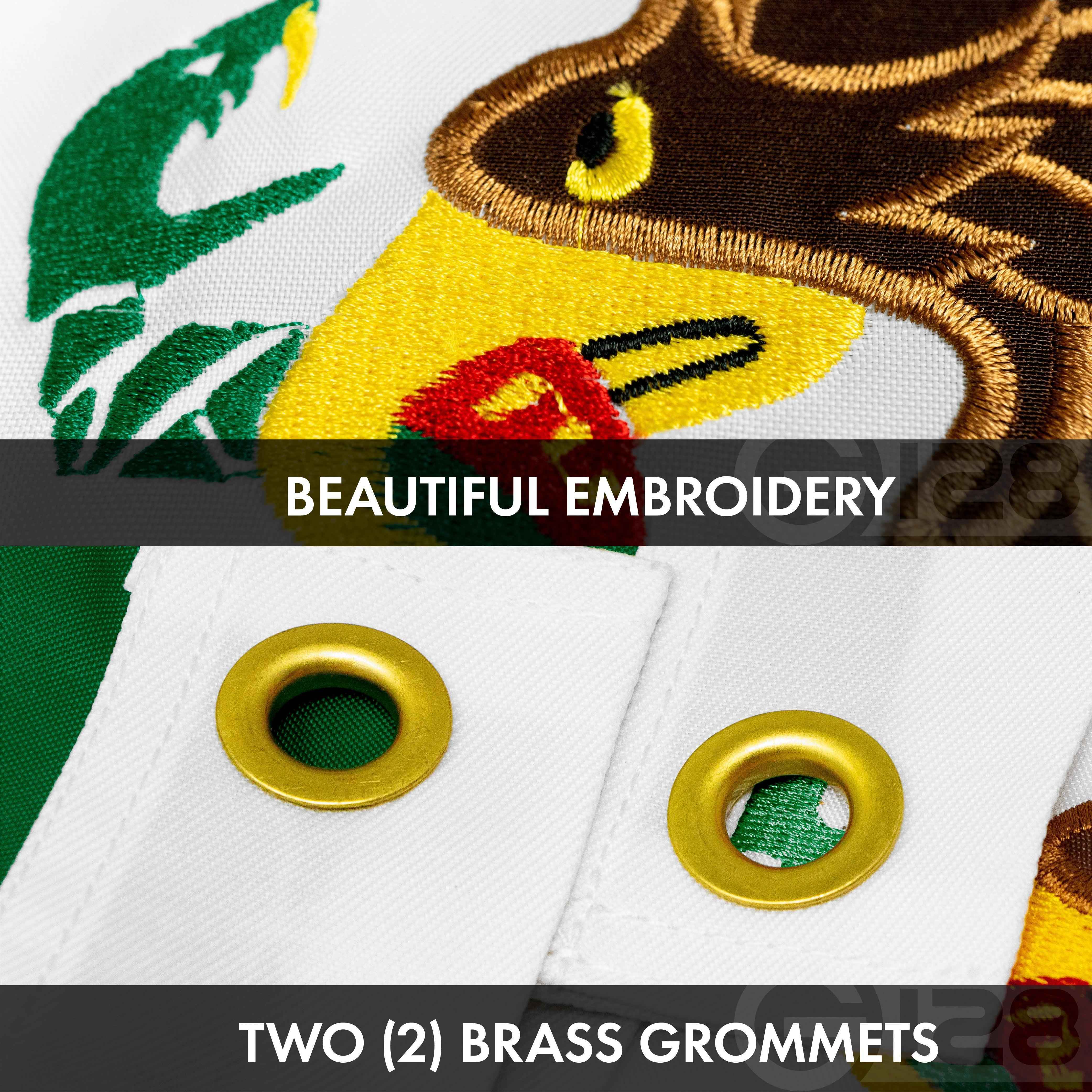 G128 Combo Pack: USA American Flag 3x5 Ft Embroidered Stars & Mexico Flag 3x5 Ft Embroidered Double Sided 3ply