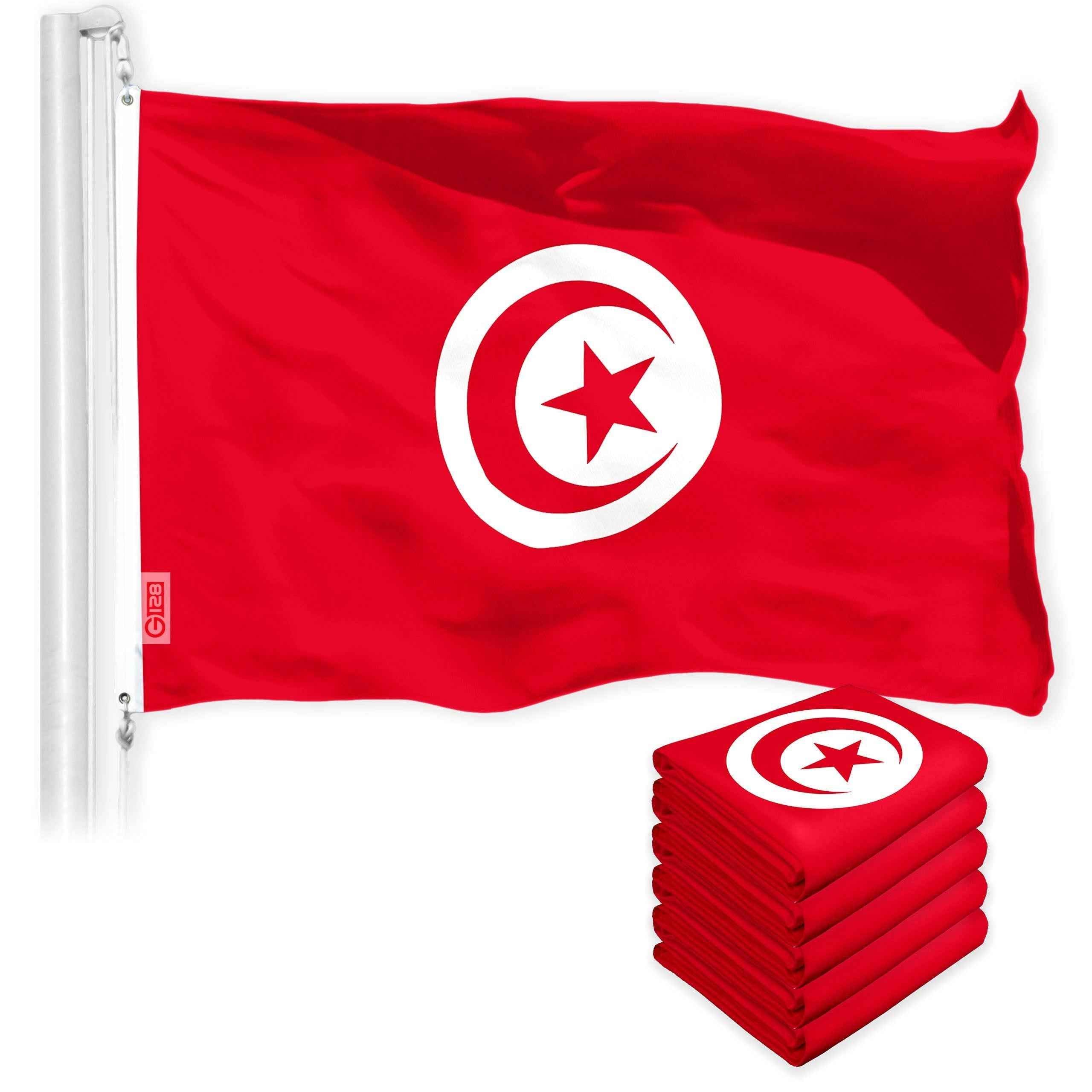 Tunisia Tunisian Flag 3x5 Ft 5-Pack 150D Printed Polyester By G128