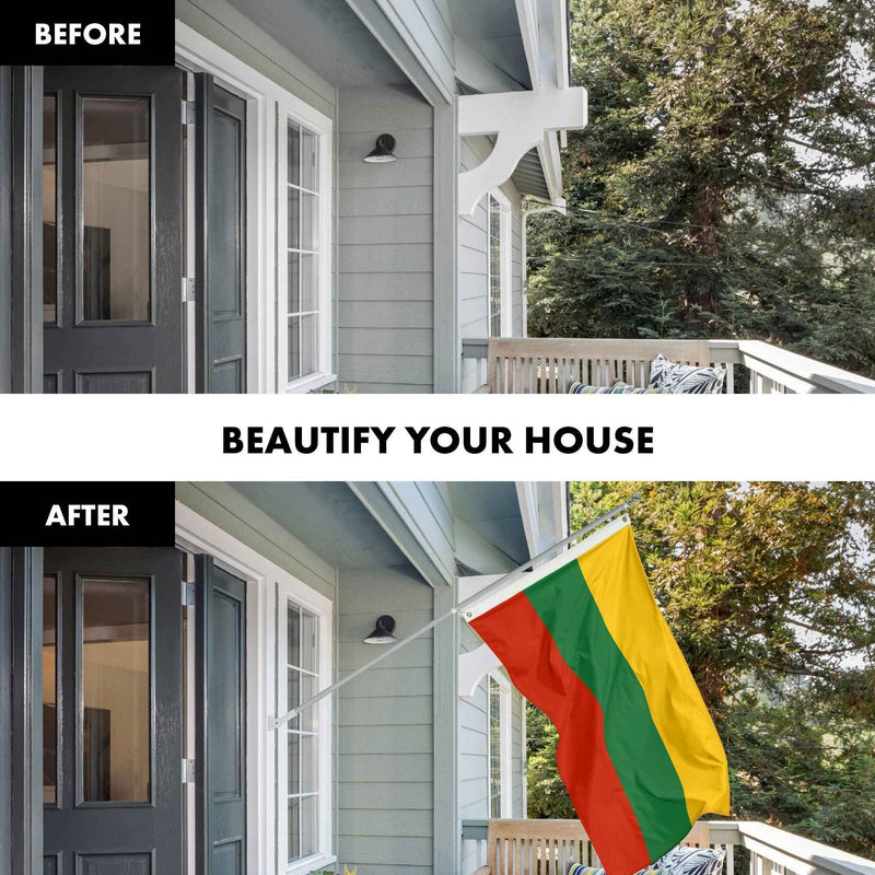 G128 Flag Pole 6FT Silver Tangle Free & Lithuania Lithuanian Flag 3x5 Ft Combo Printed 150D Polyester