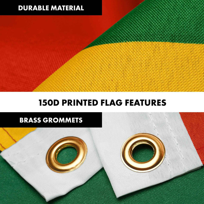 G128 Flag Pole 6FT Silver Tangle Free & Lithuania Lithuanian Flag 3x5 Ft Combo Printed 150D Polyester