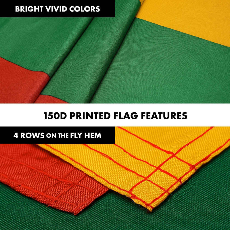 G128 Flag Pole 6FT Silver Tangle Free & Lithuania Lithuanian Flag 3x5 Ft Combo Printed 150D Polyester
