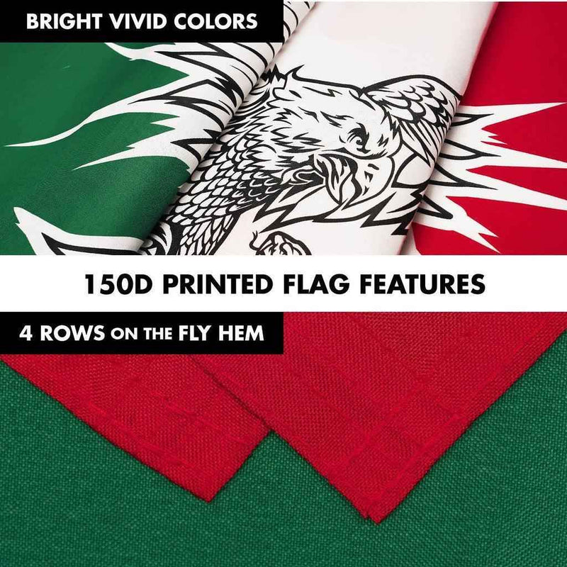 G128 Combo Pack: 6 Ft Tangle Free Spinning Flagpole (Black) & Mexico Viva Mexico Flag 3x5 Ft Printed 150D Polyester, Brass Grommets (Flag Included) Aluminum Flag Pole