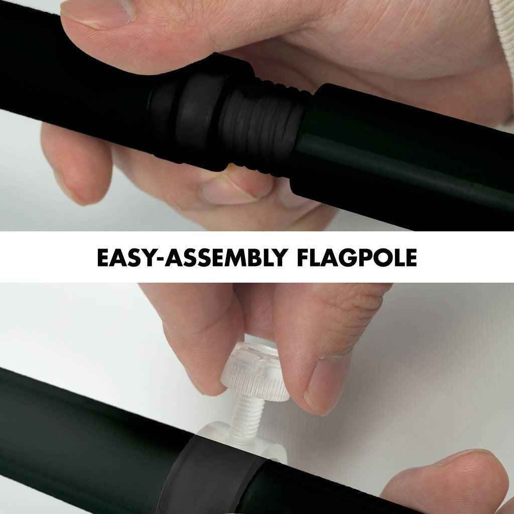 G128 Combo Pack: 6 Ft Tangle Free Spinning Flagpole (Black) & Mexico Viva Mexico Flag 3x5 Ft Printed 150D Polyester, Brass Grommets (Flag Included) Aluminum Flag Pole