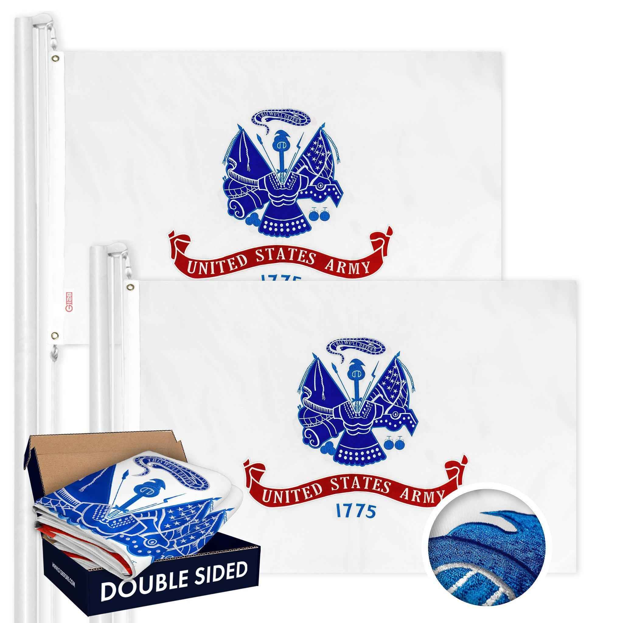 US Army Flag 2x3FT 2-Pack Double-sided Embroidered Polyester By G128