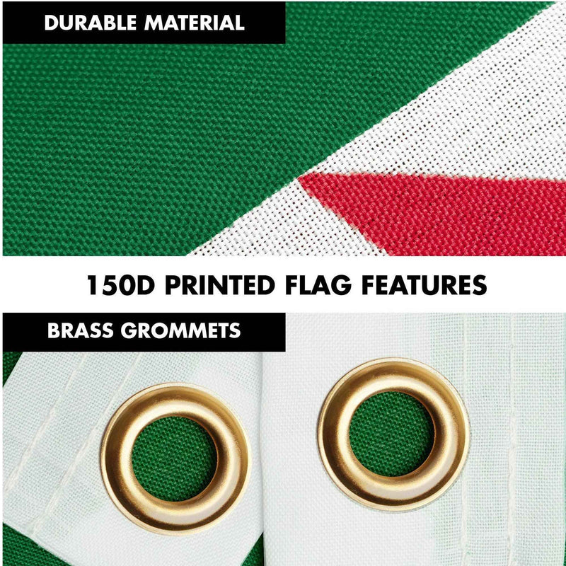G128 Combo Pack: 6 Ft Tangle Free Spinning Flagpole (Silver) & Algeria Flag 3x5 Ft Printed 150D Polyester, Brass Grommets (Flag Included) Aluminum Flag Pole