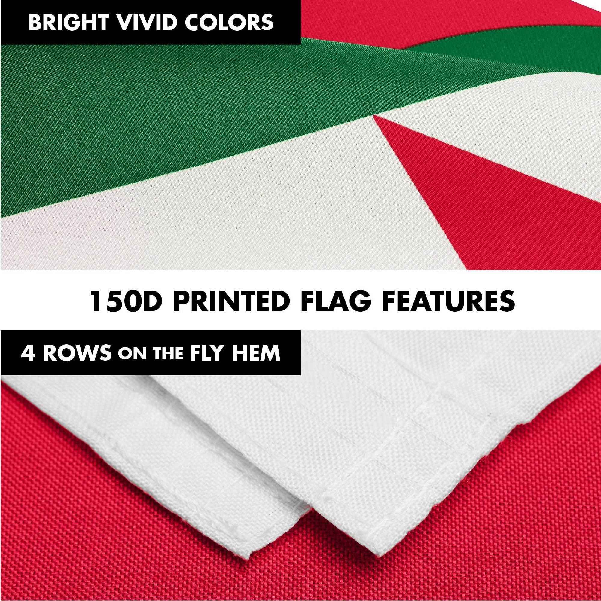 G128 Combo Pack: 6 Ft Tangle Free Spinning Flagpole (Silver) & Algeria Flag 3x5 Ft Printed 150D Polyester, Brass Grommets (Flag Included) Aluminum Flag Pole