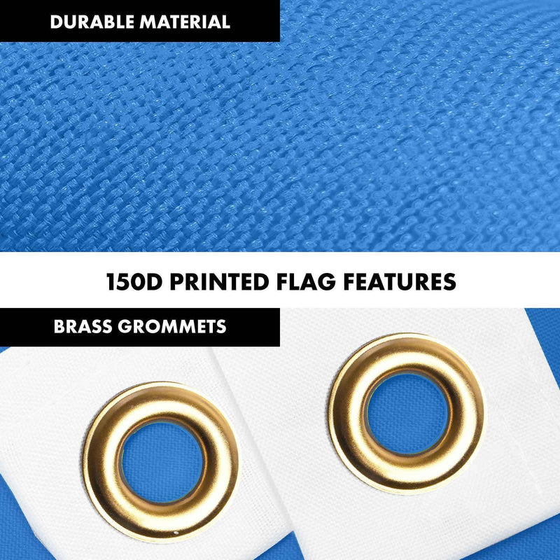 G128 Combo Pack: 6 Ft Tangle Free Aluminum Spinning Flagpole (White) & United Nations Flag 3x5 Ft, LiteWeave Pro Series Printed 150D Polyester | Pole with Flag Included