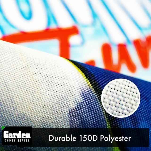 G128 Combo Pack: Garden Flag Stand Black 36x16 Inch & Garden Flag Summer Fun with Cat in Pool 12x18 Inch