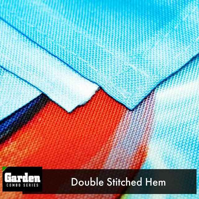 G128 Combo Pack: Garden Flag Stand Black 36x16 Inch & Garden Flag Summer Fun with Cat in Pool 12x18 Inch