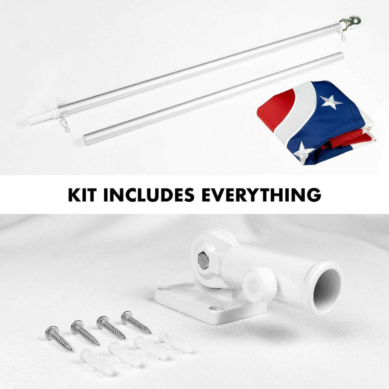 G128 Combo Pack: 5 Ft Tangle Free Aluminum Spinning Flagpole (Silver) & Ohio OH State Flag 2.5x4 Ft, ToughWeave Series Embroidered 300D Polyester | Pole with Flag Included