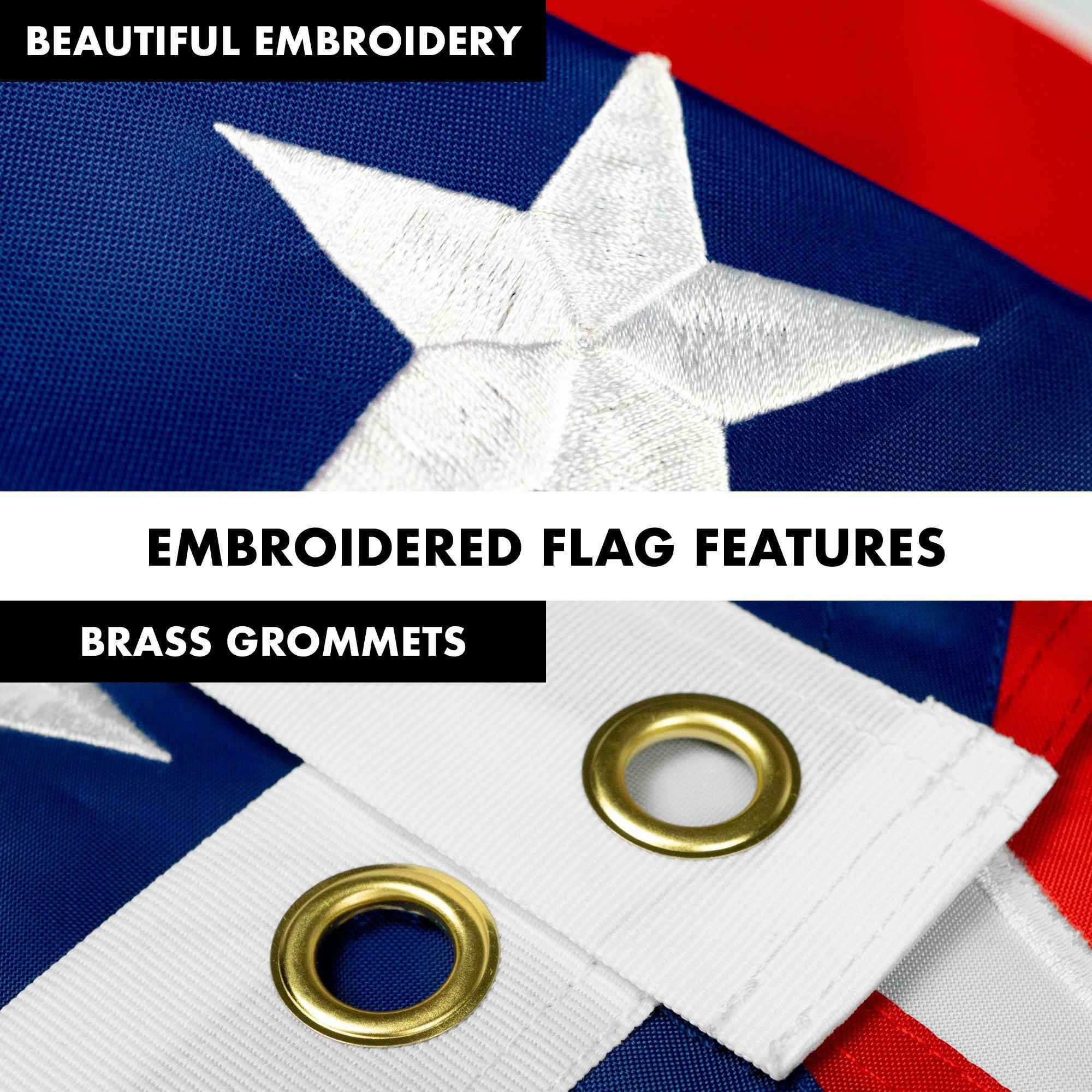 G128 Combo Pack: 5 Ft Tangle Free Aluminum Spinning Flagpole (Silver) & Ohio OH State Flag 2.5x4 Ft, ToughWeave Series Embroidered 300D Polyester | Pole with Flag Included