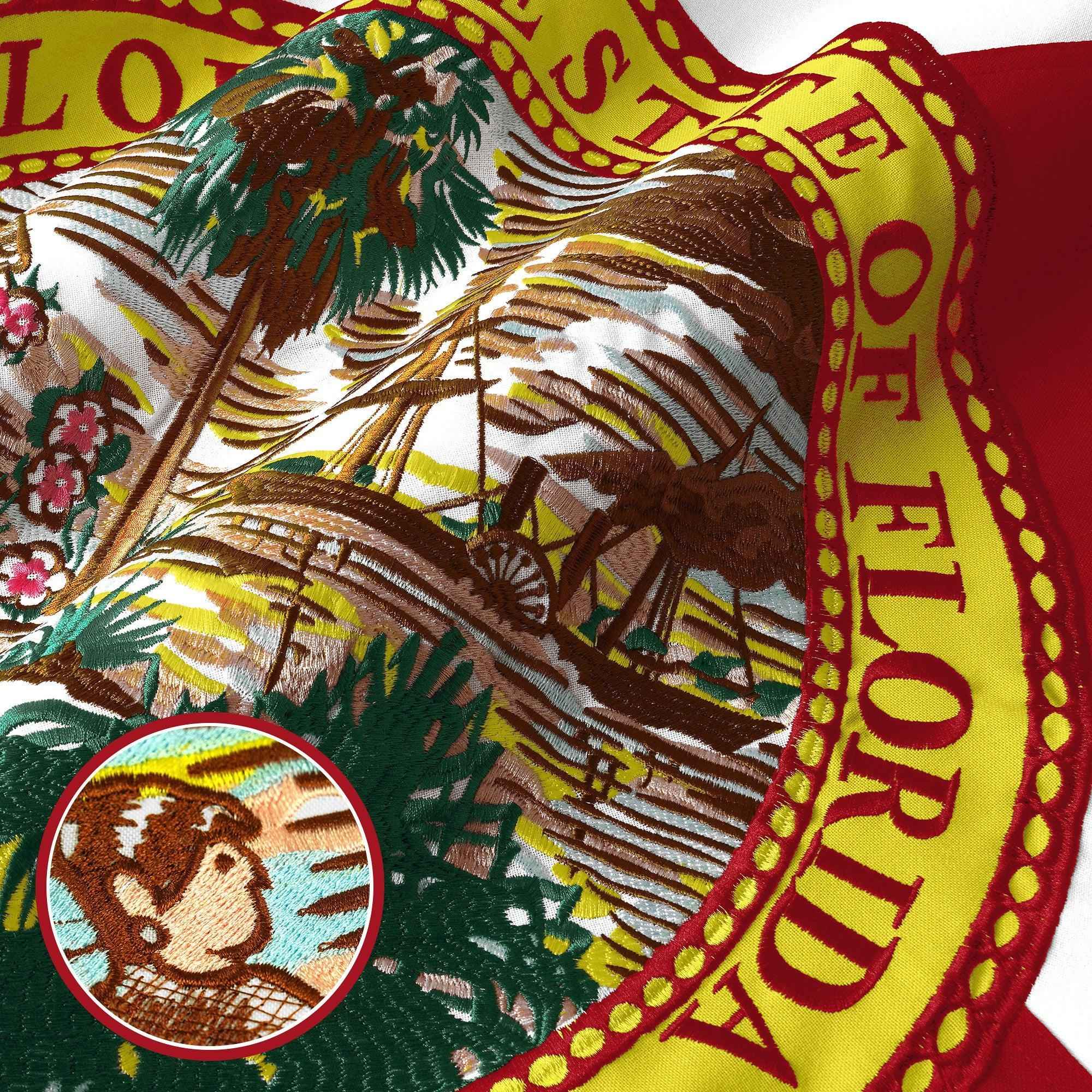 G128 2 Pack: Florida FL State Flag | 6x10 Ft | StormFlyer Series Embroidered 220GSM Spun Polyester | Embroidered Design, Indoor/Outdoor, Brass Grommets, Heavy Duty, All Weather