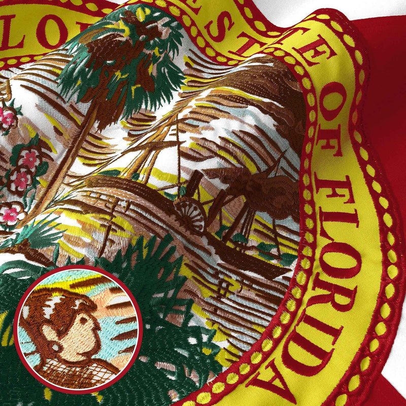 G128 2 Pack: Florida FL State Flag | 6x10 Ft | StormFlyer Series Embroidered 220GSM Spun Polyester | Embroidered Design, Indoor/Outdoor, Brass Grommets, Heavy Duty, All Weather