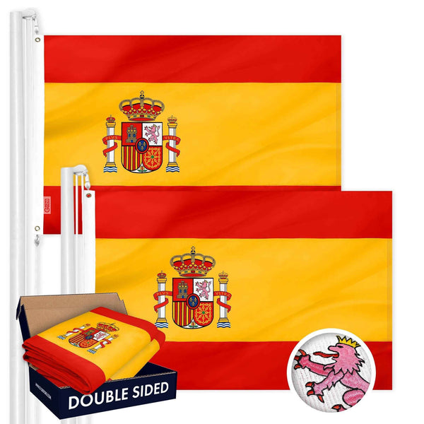 Spain Spanish Flag 3x5 Ft 2-Pack Double-sided Embroidered Polyester By G128