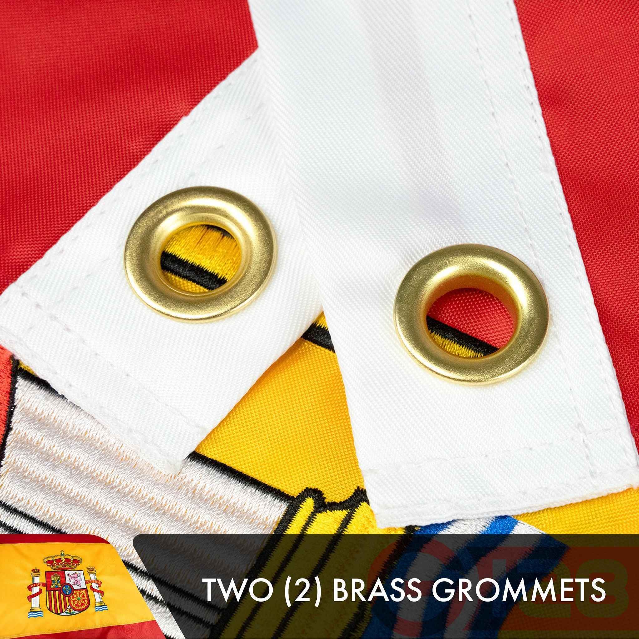 Spain Spanish Flag 3x5 Ft 2-Pack Double-sided Embroidered Polyester By G128