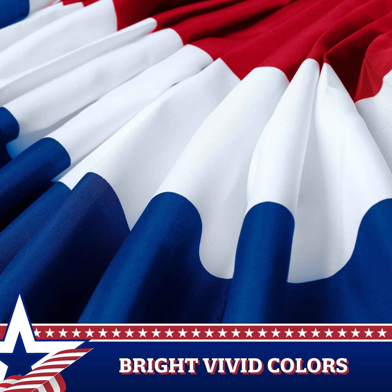 G128 5 Pack: American USA No Stars Pleated Fan Flag | 2x4 Ft | Printed 150D Polyester | Patriotic Decor, Indoor/Outdoor, Vibrant Colors, Brass Grommets, Thicker and More Durable Than 100D 75D