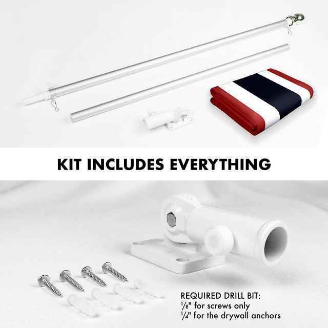 G128 Combo Pack: 6 Feet Tangle Free Spinning Flagpole (Silver) Thailand Thai Flag 3x5 ft Printed 150D Brass Grommets (Flag Included) Aluminum Flag Pole