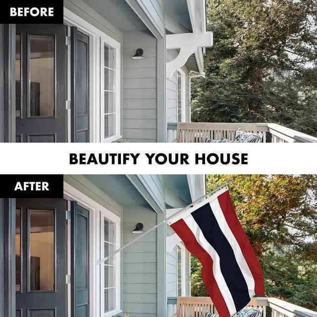 G128 Combo Pack: 6 Feet Tangle Free Spinning Flagpole (Silver) Thailand Thai Flag 3x5 ft Printed 150D Brass Grommets (Flag Included) Aluminum Flag Pole