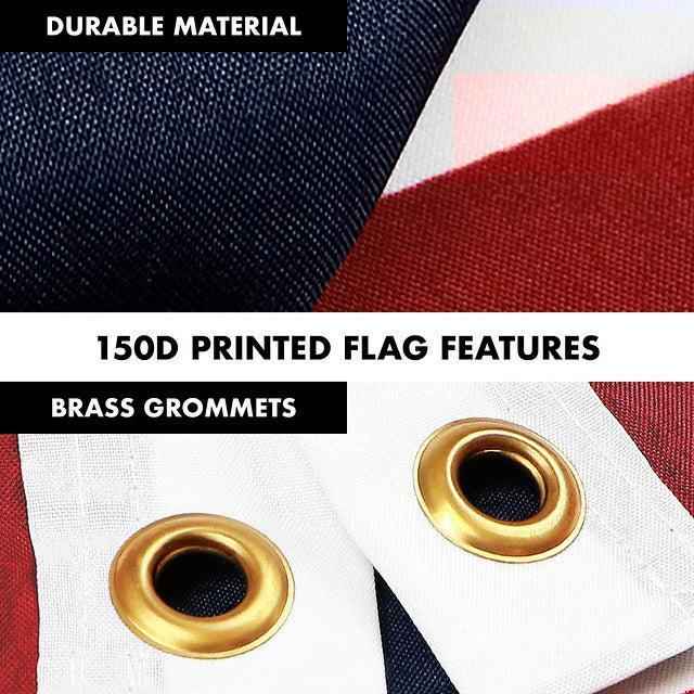 G128 Combo Pack: 6 Feet Tangle Free Spinning Flagpole (Silver) Thailand Thai Flag 3x5 ft Printed 150D Brass Grommets (Flag Included) Aluminum Flag Pole