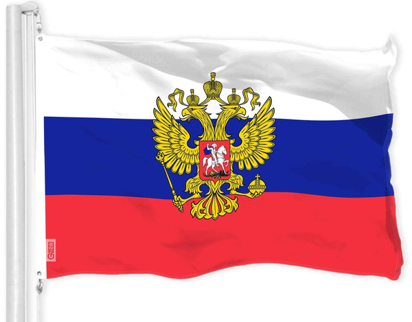 G128 Russia Russian Ensign Flag | 3x5 Ft | LiteWeave Pro Series Printed 150D Polyester | Country Flag, Indoor/Outdoor, Vibrant Colors, Brass Grommets, Thicker and More Durable Than 100D 75D Polyester