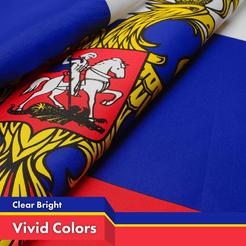G128 Russia Russian Ensign Flag | 3x5 Ft | LiteWeave Pro Series Printed 150D Polyester | Country Flag, Indoor/Outdoor, Vibrant Colors, Brass Grommets, Thicker and More Durable Than 100D 75D Polyester