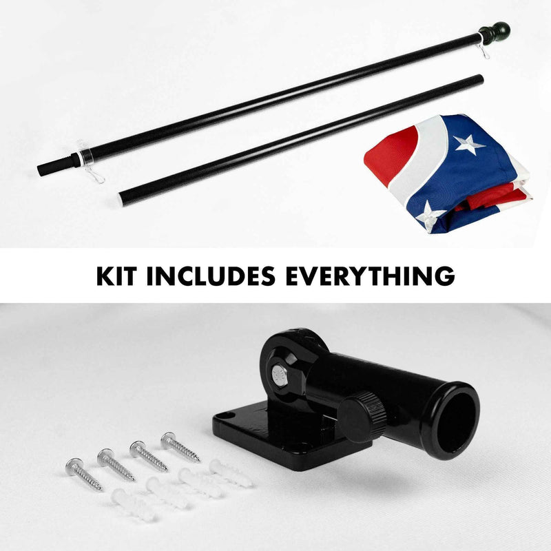 G128 Combo Pack: 5 Ft Tangle Free Aluminum Spinning Flagpole (Black) & Ohio OH State Flag 2.5x4 Ft, ToughWeave Series Embroidered 300D Polyester | Pole with Flag Included