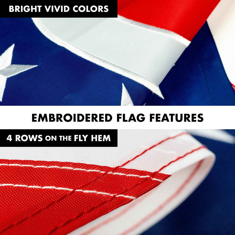 G128 Combo Pack: 5 Ft Tangle Free Aluminum Spinning Flagpole (Black) & Ohio OH State Flag 2.5x4 Ft, ToughWeave Series Embroidered 300D Polyester | Pole with Flag Included