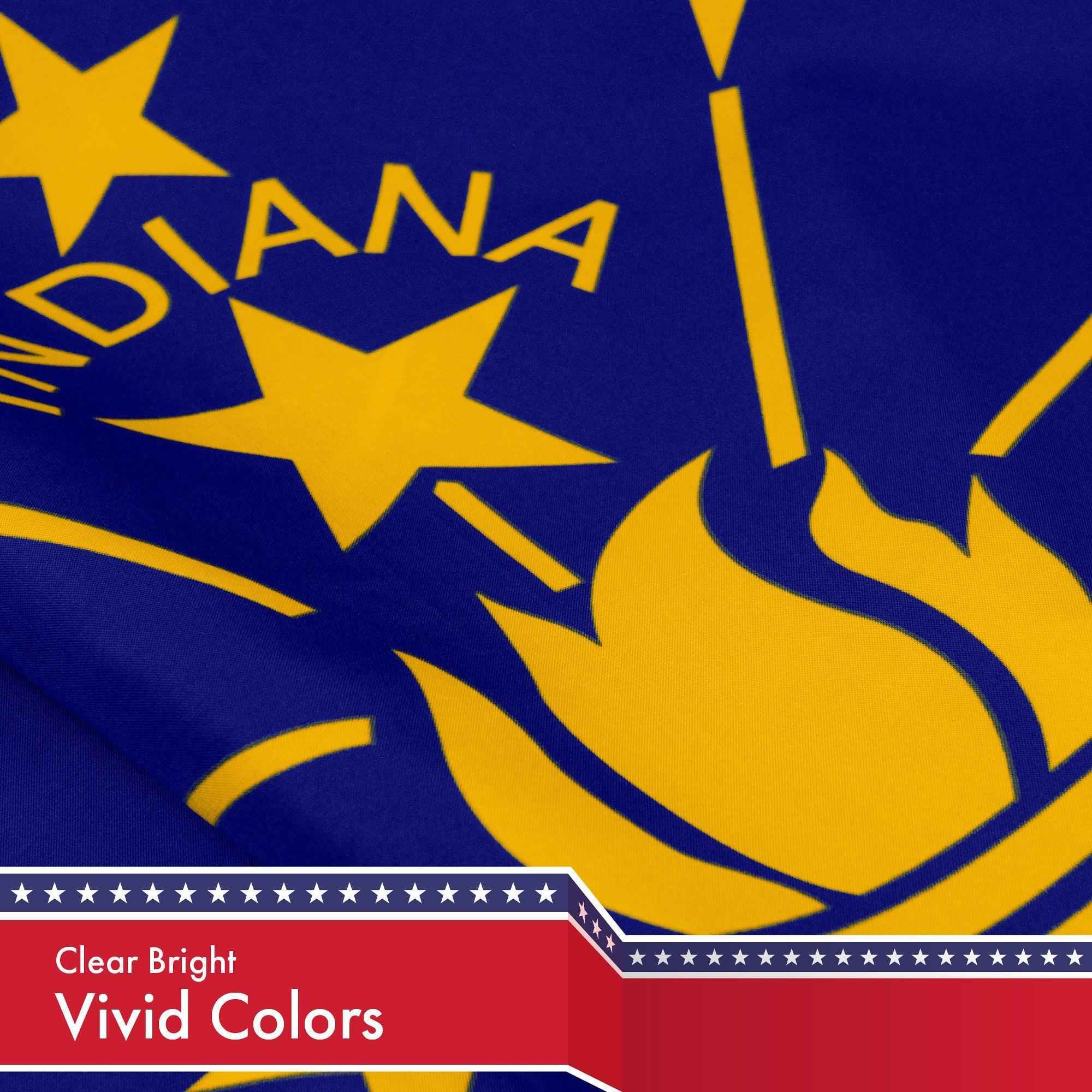 G128 Combo Pack: USA American Flag 3x5 Ft 150D Printed Stars & Indiana Flag 3x5 Ft 150D Printed