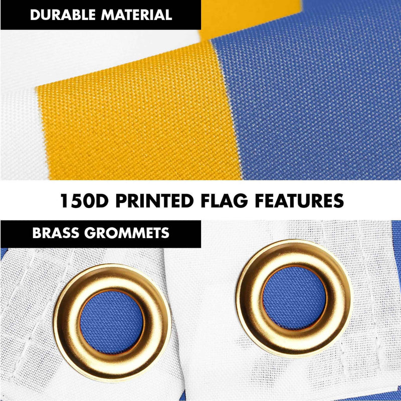 G128 Combo Pack: 6 Ft Tangle Free Spinning Flagpole (Silver) & Minnesota Flag 3x5 Ft Printed 150D Polyester, Brass Grommets (Flag Included) Aluminum Flag Pole