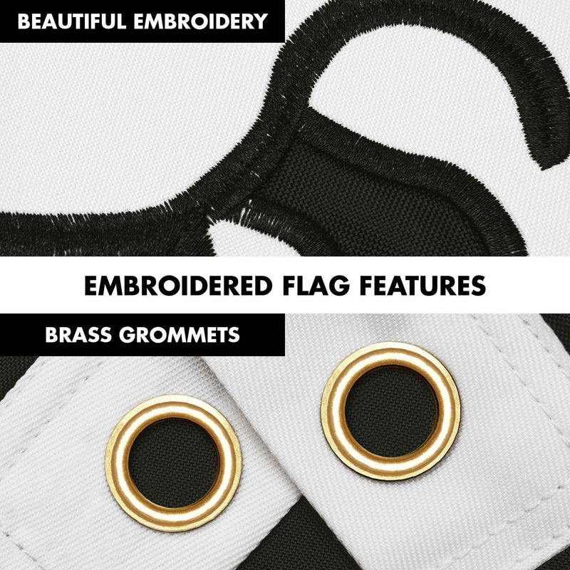 G128 Combo Pack: 5 Ft Tangle Free Aluminum Spinning Flagpole (White) & Pirate Jolly Roger Bones Flag 2x3 Ft, ToughWeave Series Embroidered 300D Polyester | Pole with Flag Included