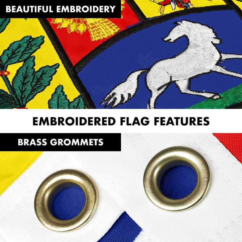 G128 Combo Pack: 6 Ft Tangle Free Aluminum Spinning Flagpole (Black) & Venezuela 7 Stars Venezuelan Flag 3x5 Ft, ToughWeave Series Double Sided Embroidered 210D Polyester | Pole with Flag Included