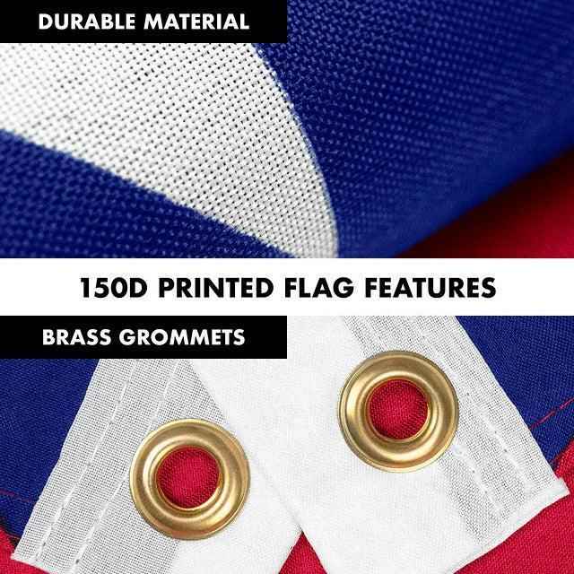 G128 Combo Pack: 6 Feet Tangle Free Spinning Flagpole (Silver) Puerto Rico Puerto Rican Flag 3x5 ft Printed 150D Brass Grommets (Flag Included) Aluminum Flag Pole