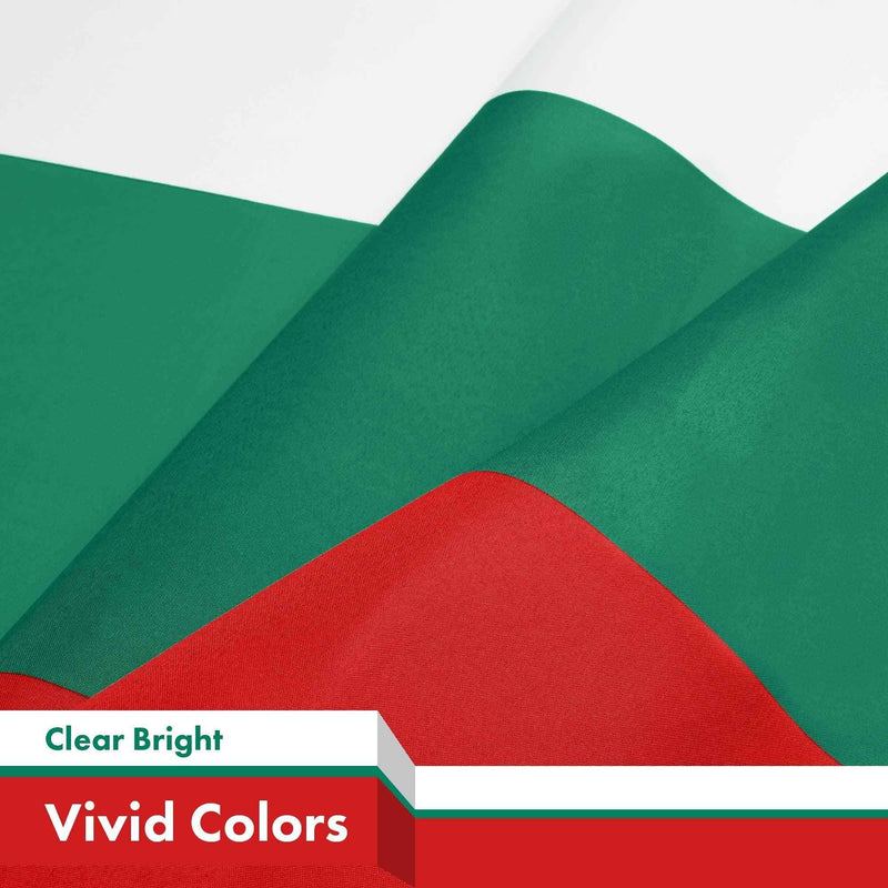 G128 5 Pack: Bulgaria Flag | 3x5 Ft | LiteWeave Pro Series Printed 150D Polyester | Country Flag, Indoor/Outdoor, Vibrant Colors, Brass Grommets, Thicker and More Durable Than 100D 75D Polyester