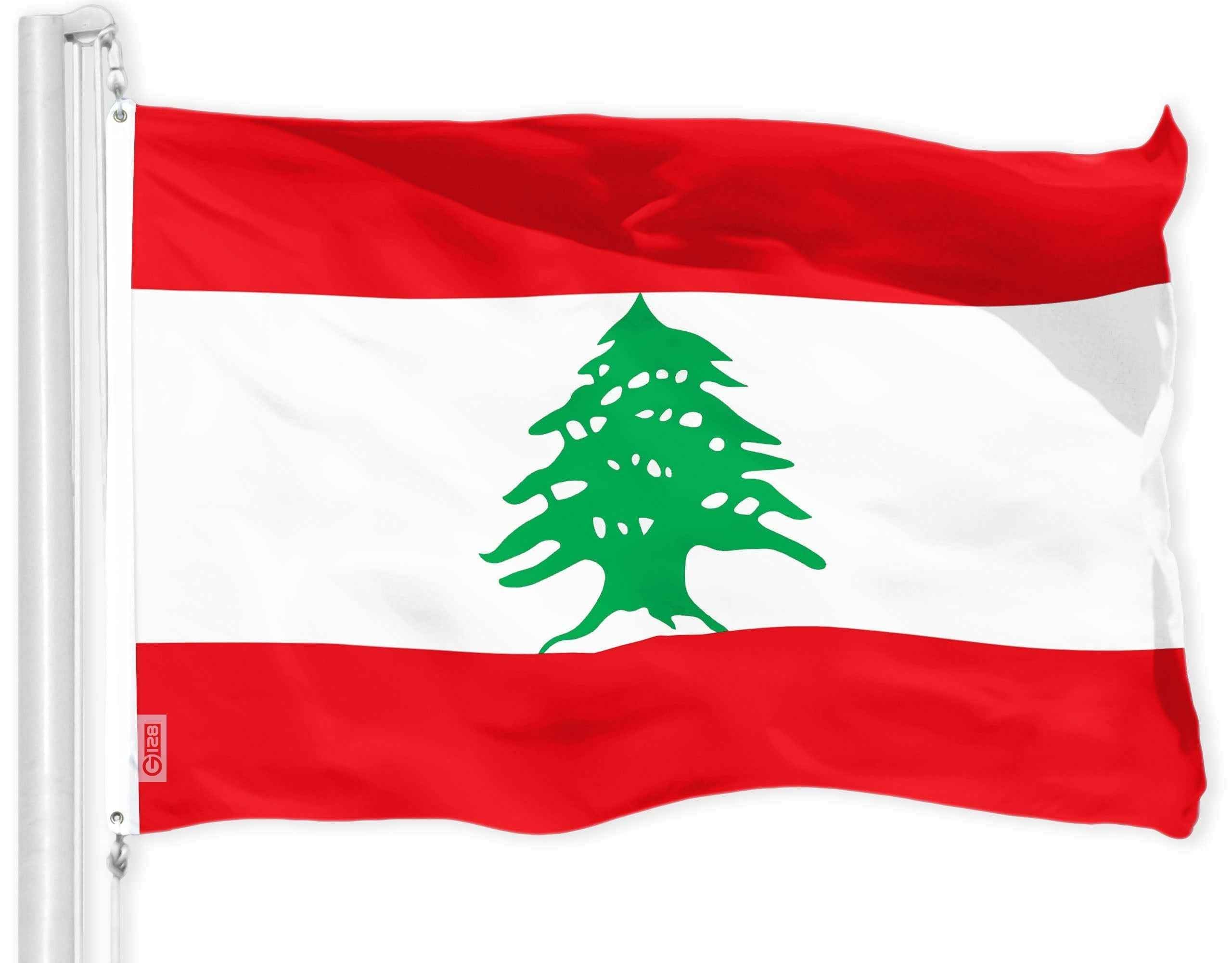 G128 Combo Pack: American USA Flag 3x5 Ft & Lebanon Lebanese Flag 3x5 Ft, Both Printed 150D Polyester, Indoor/Outdoor, Brass Grommets