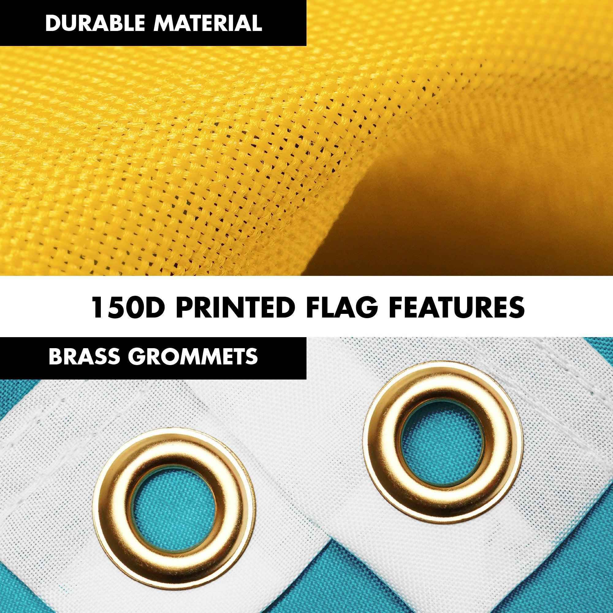 G128 Combo Pack: 6 Ft Tangle Free Aluminum Spinning Flagpole (White) & Kazakhstan Kazakhstani Flag  3x5 Ft LiteWeave Pro Series Printed 150D Polyester | Pole with Flag Included