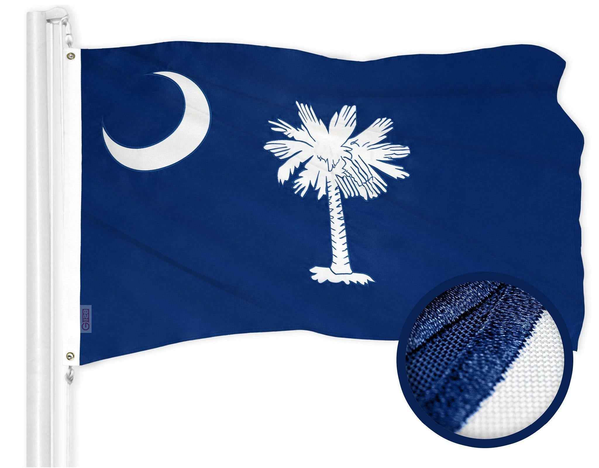 G128 South Carolina State Flag | 2.5x4 Ft | ToughWeave Series Embroidered 300D Polyester | Embroidered Design, Indoor/Outdoor, Brass Grommets