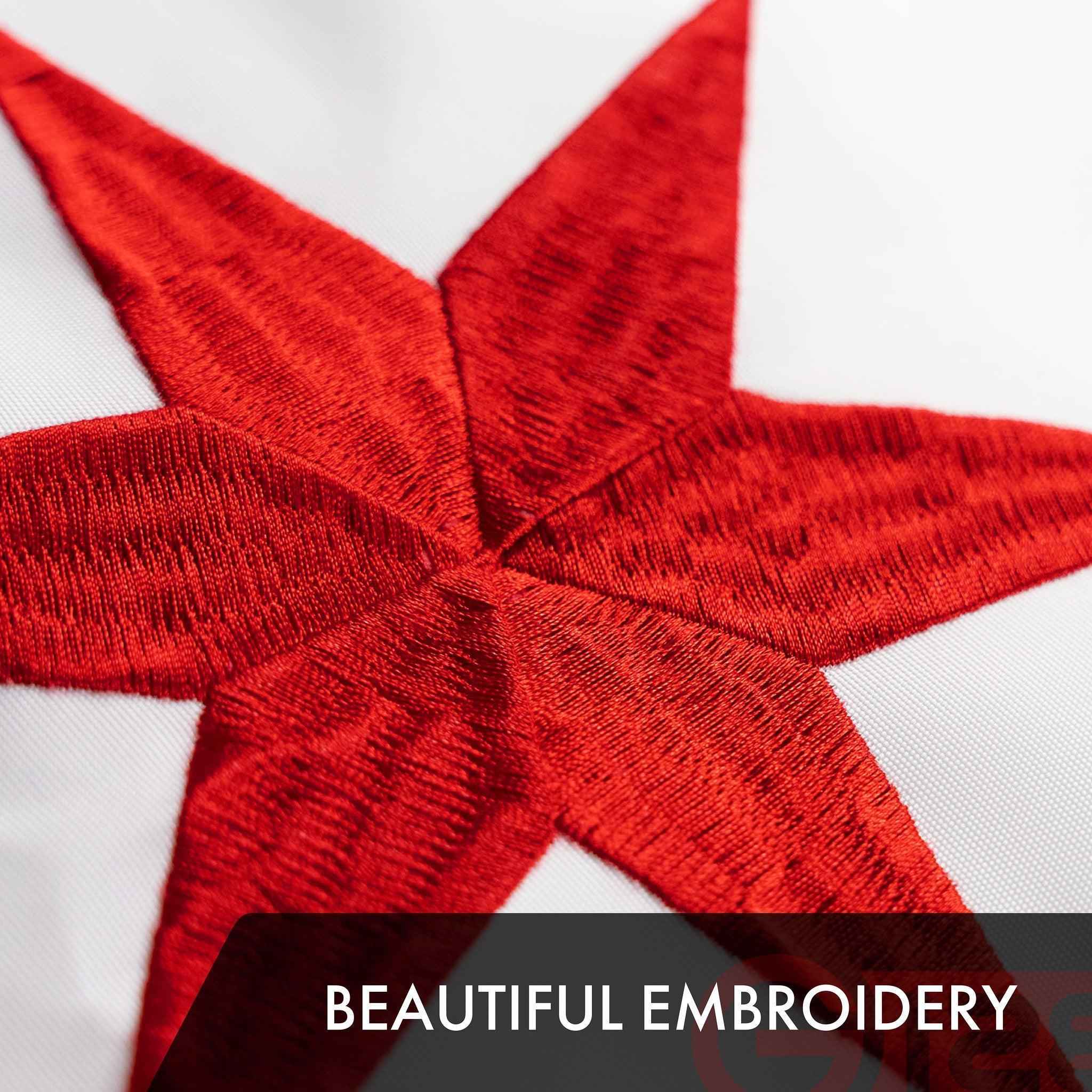 G128 Combo Pack: USA American Flag & Chicago Flag 3x5 Ft Embroidered 300D Polyester, Indoor/Outdoor, Brass Grommets